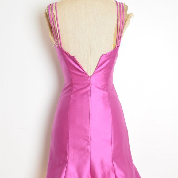 vintage Y2K party dress Jessica McClintock fuchsia satin short prom mini XS - Picture 8 of 9